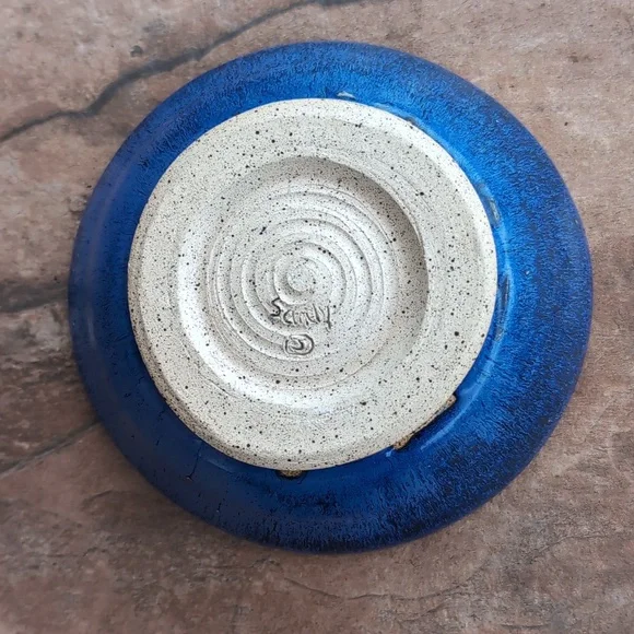 Handmade Studio Ceramics Pottery Hand Thrown Bowl Blue Black Glazed - Picture 4 of 5